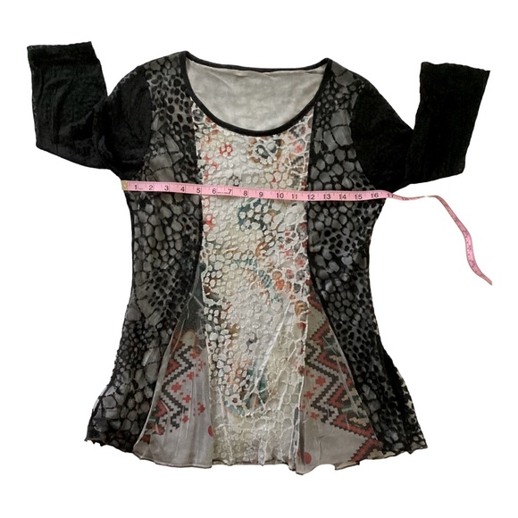 Fleur De Lis Collection Black 3/4 Sleeve Top Small EUC - Picture 3 of 6